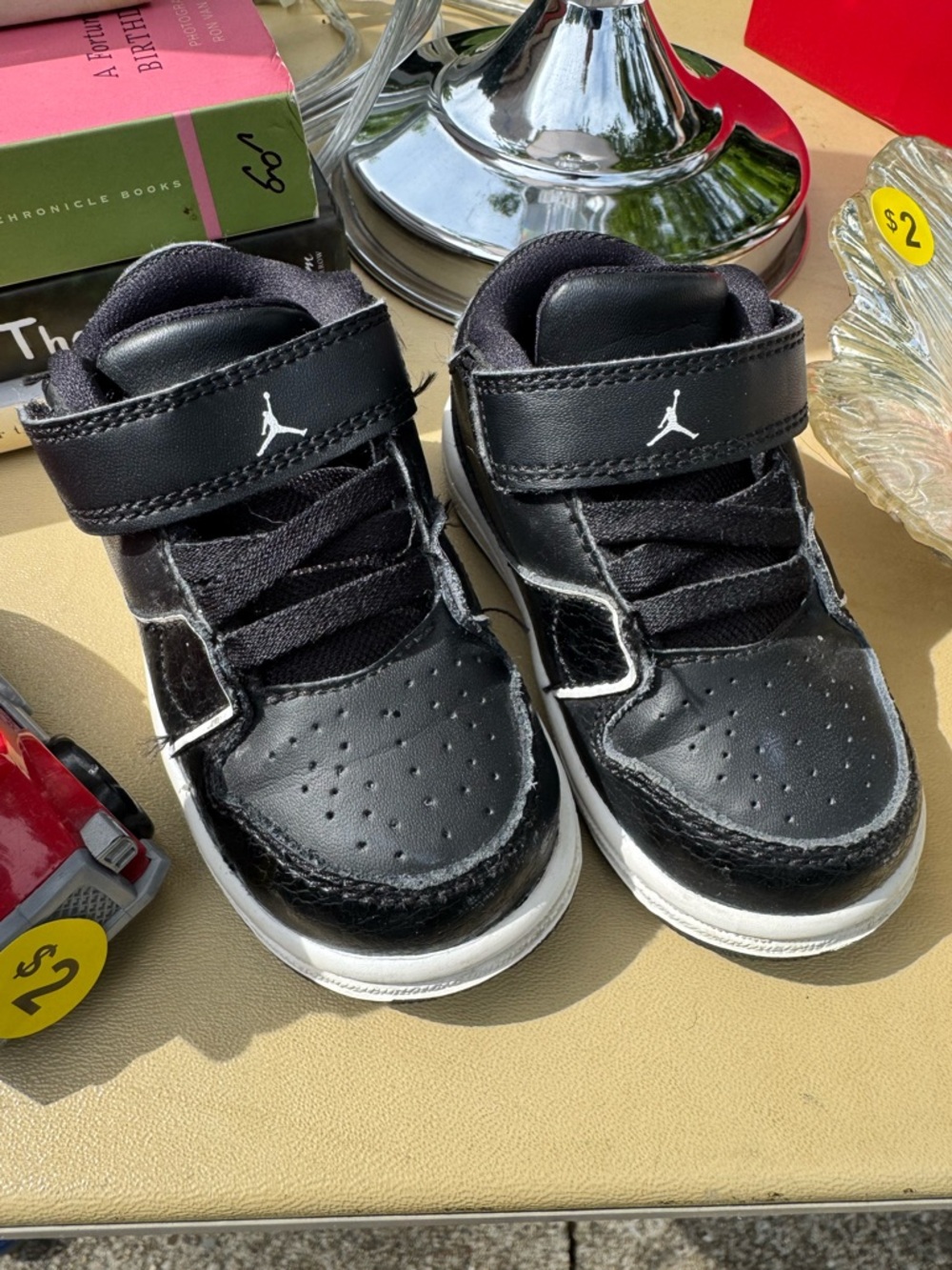 Jordan Baby Black and White Velcro Strap Sneakers